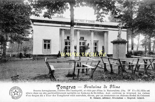 ancienne carte postale de Tongres Fontaine de Pline