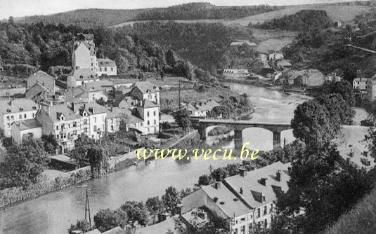 ancienne carte postale de Bouillon Pont de France et Château des Moines.
