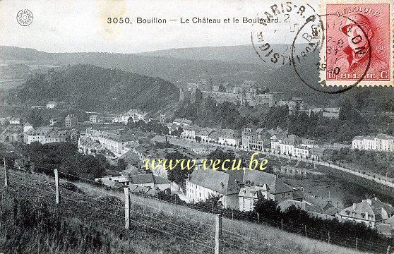 ancienne carte postale de Bouillon Le Château et le Boulevard