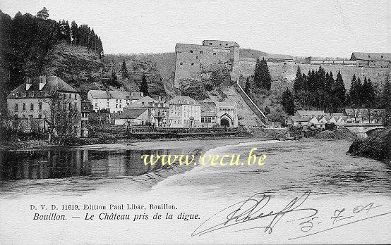 ancienne carte postale de Bouillon Le Château pris de la digue