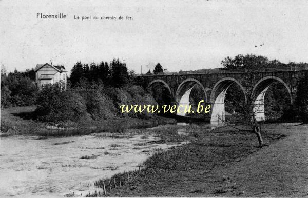 ancienne carte postale de Florenville Le pont du chemin de fer