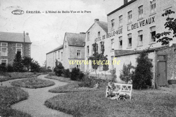ancienne carte postale de Erezée L'Hôtel de Belle-vue et le parc