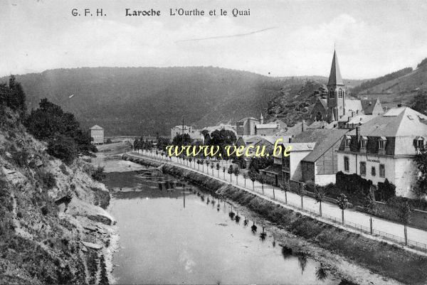 ancienne carte postale de Laroche L'Ourthe et le quai
