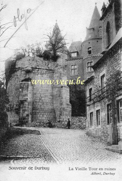 ancienne carte postale de Durbuy La vieille tour en ruines