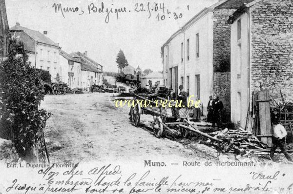 ancienne carte postale de Muno Route de Herbeumont