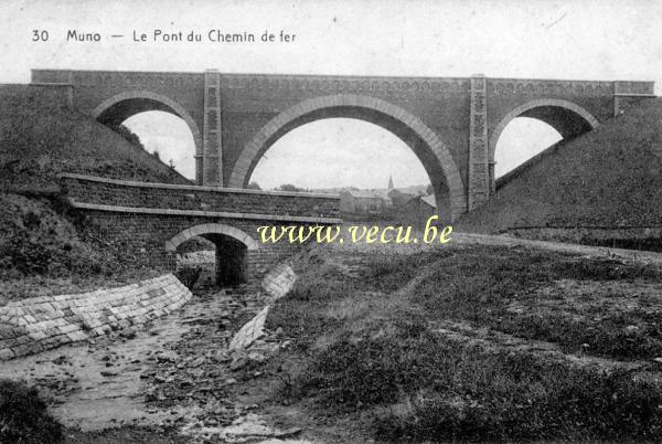 ancienne carte postale de Muno Le pont du chemin de fer