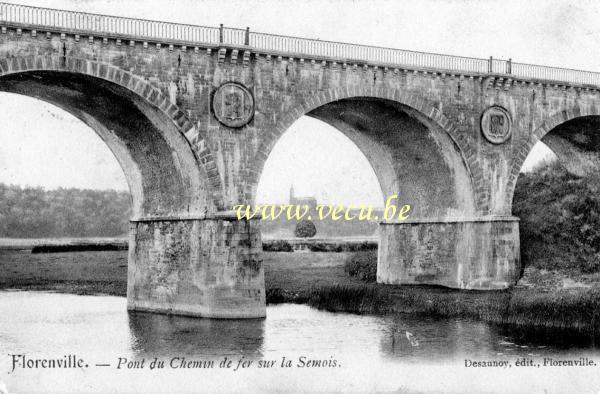 ancienne carte postale de Florenville Pont du chemin de fer sur la Semois
