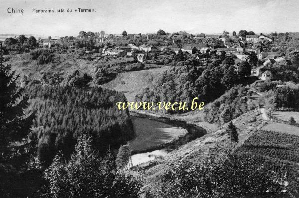 ancienne carte postale de Chiny Panorama pris du terme