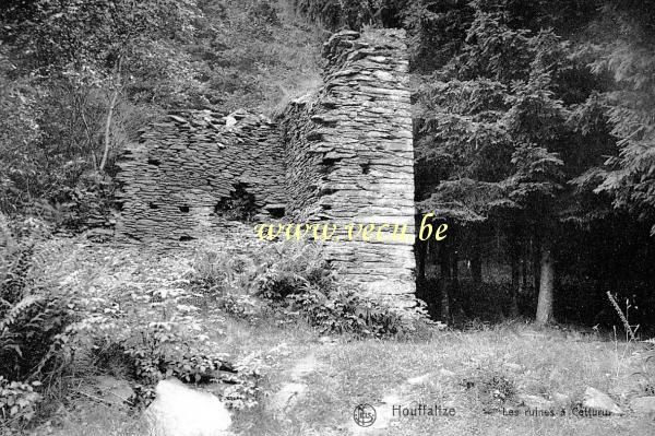 ancienne carte postale de Houffalize Les ruines à Cetturu