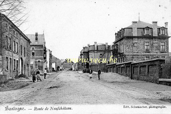 ancienne carte postale de Bastogne Route de Neufchâteau