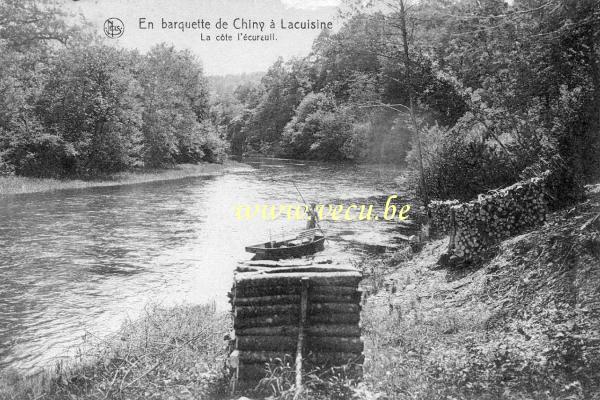 ancienne carte postale de Chiny En barquette de Chiny à Lacuisine - La côte l'écureuil