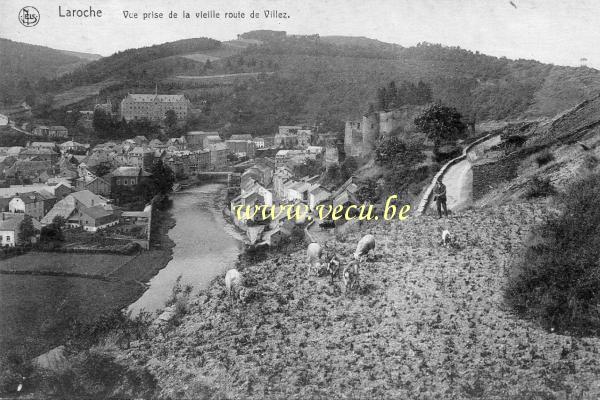 ancienne carte postale de Laroche Vue prise de la vieille route de Villez