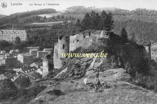 ancienne carte postale de Laroche Les Ruines et l'Orphelinat