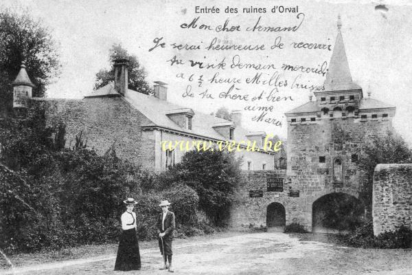 ancienne carte postale de Orval Entrée des ruines d'Orval