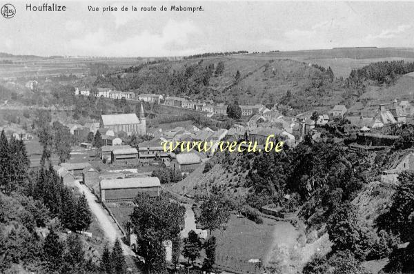 ancienne carte postale de Houffalize Vue prise de la route de Mabompré