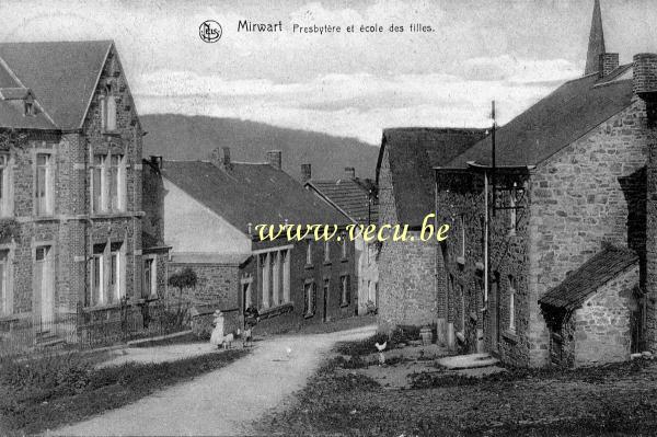 ancienne carte postale de Mirwart Presbytère et école des filles