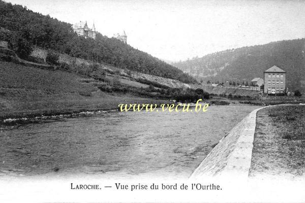 ancienne carte postale de Laroche Vue prise du bord de l'Ourthe