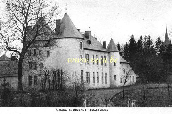 ancienne carte postale de Bertrix Château de Biourge - Façade ouest
