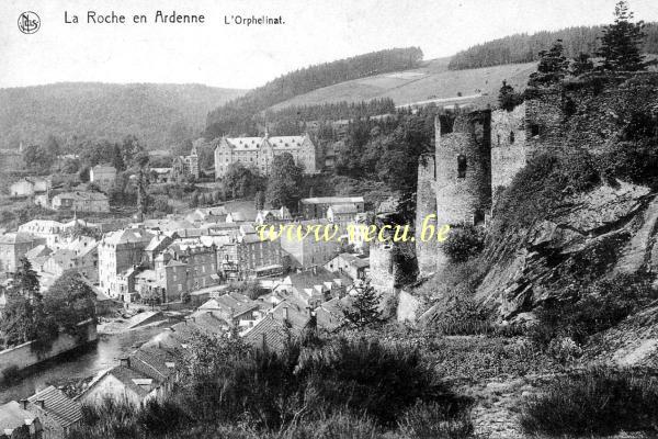 ancienne carte postale de Laroche L'Orphelinat (vu depuis la colline du vieux château)