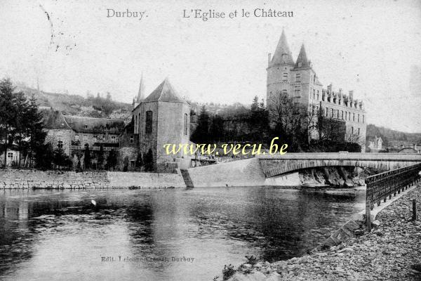 ancienne carte postale de Durbuy L'Eglise et le Château