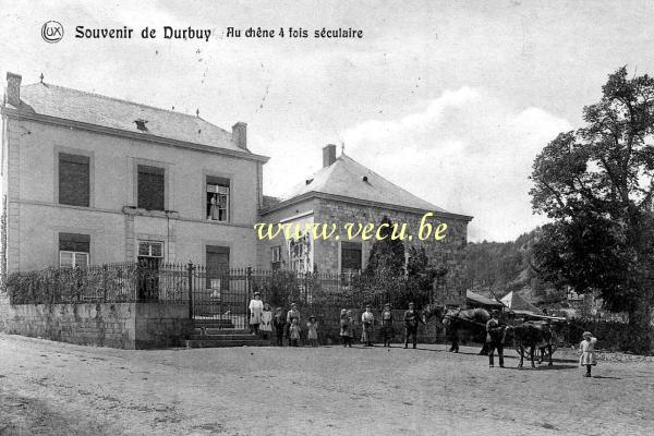 ancienne carte postale de Durbuy Au chêne 4 fois séculaire