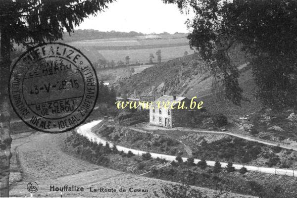 ancienne carte postale de Houffalize La Route de Cowan