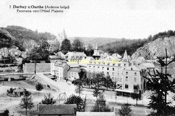 ancienne carte postale de Durbuy Panorama vers l'Hôtel Majestic