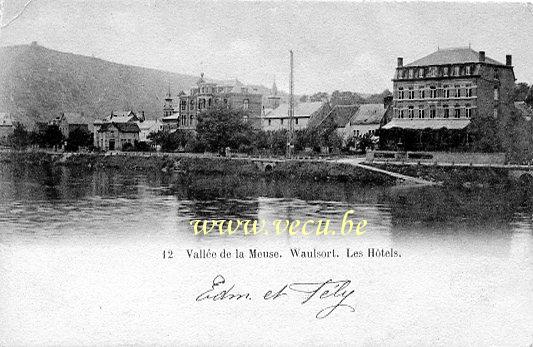ancienne carte postale de Waulsort Vallée de la Meuse. Les Hôtels.