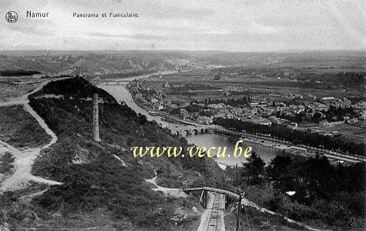 ancienne carte postale de Namur Panorama et Funiculaire
