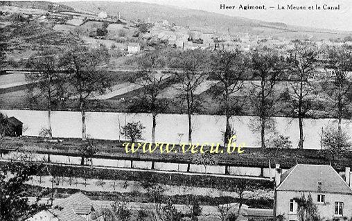 ancienne carte postale de Heer-Agimont La Meuse et le Canal