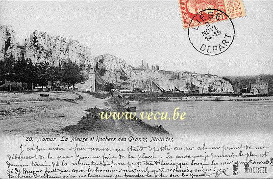 ancienne carte postale de Beez La Meuse et rochers des grands malades
