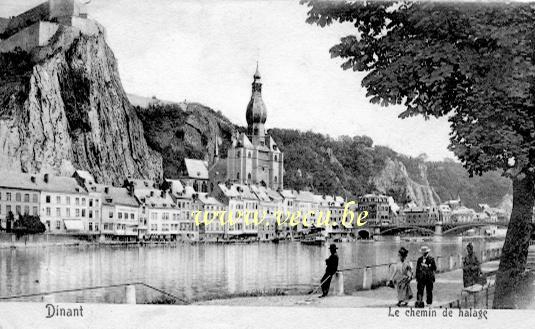 ancienne carte postale de Dinant Le chemin de halage