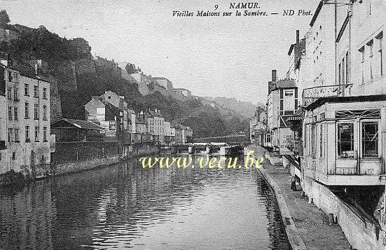 ancienne carte postale de Namur Vieilles maisons sur la Sambre