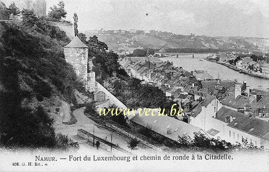 ancienne carte postale de Namur Fort de Luxembourg et chemin de ronde à la Citadelle