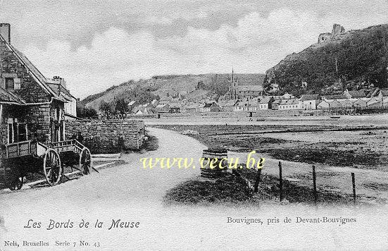 ancienne carte postale de Bouvignes Les bords de la Meuse pris de Devant-Bouvignes