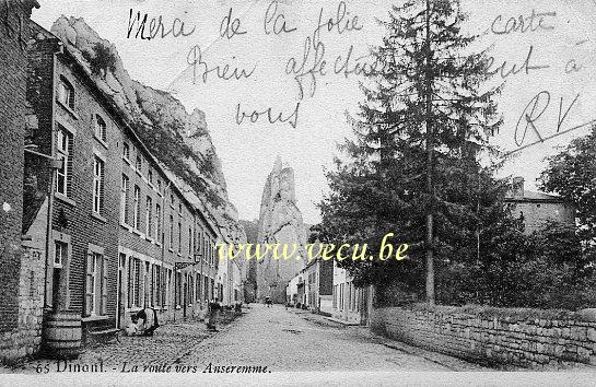 ancienne carte postale de Dinant La route vers Anseremme