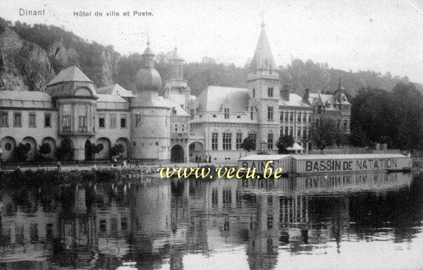 ancienne carte postale de Dinant Hôtel de Ville et Poste