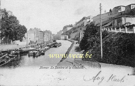 ancienne carte postale de Namur La Sambre et la citadelle