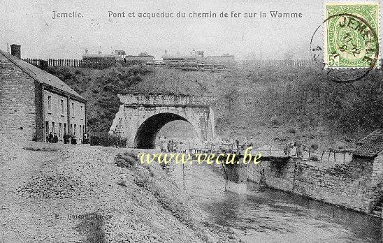 ancienne carte postale de Jemelle Pont et acqueduc du chemin de fer sur la Wamme
