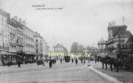 ancienne carte postale de Namur Les Hôtels de la gare