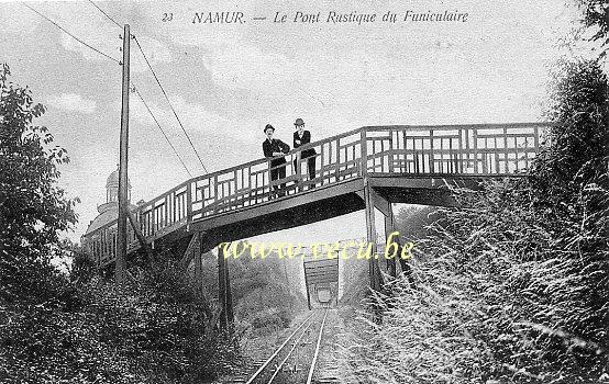 ancienne carte postale de Namur Le Pont rustique du Funiculaire