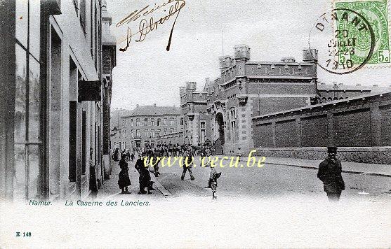 ancienne carte postale de Namur La Caserne des Lanciers