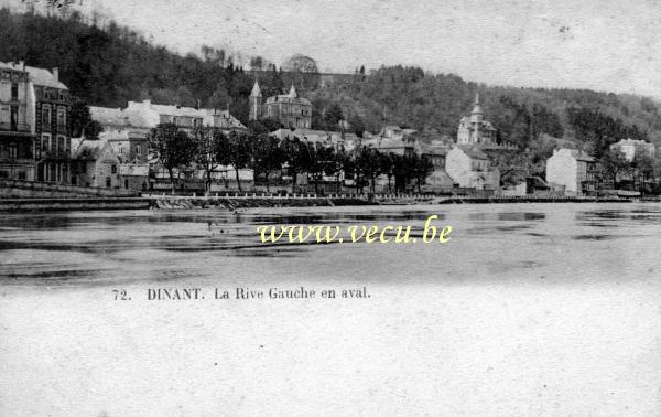ancienne carte postale de Dinant La rive gauche en aval