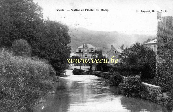 ancienne carte postale de Yvoir Vallée et l'Hôtel du Bocq