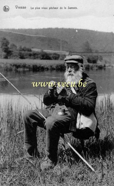 ancienne carte postale de Vresse-sur-Semois Le plus vieux pêcheur de la Semois
