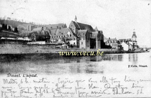 ancienne carte postale de Dinant L'Hôpital