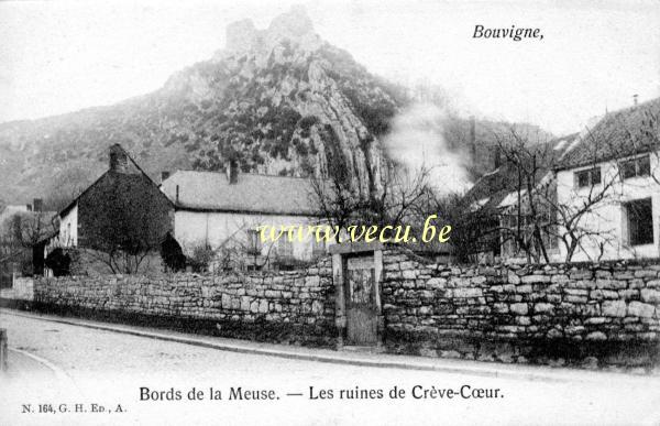 ancienne carte postale de Bouvignes Les ruines de Crève-Coeur