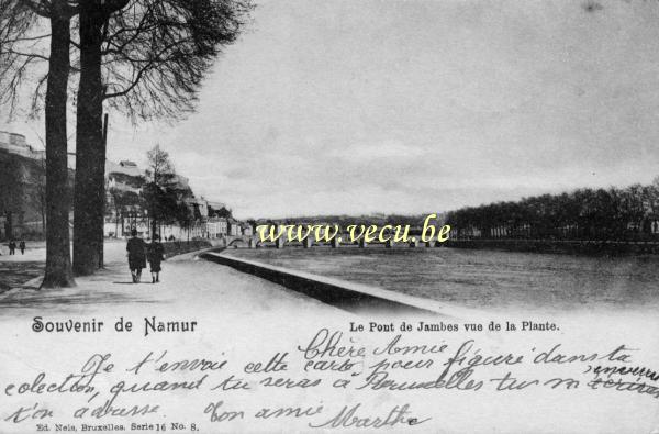 ancienne carte postale de Namur Le pont de Jambes vue de la Plante