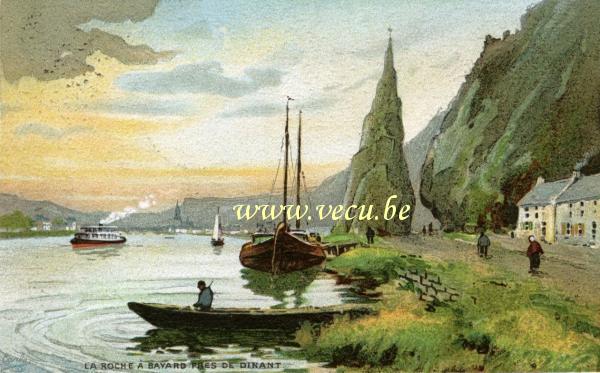 ancienne carte postale de Dinant La roche à Bayard - Lithographie de J.L. Goffart