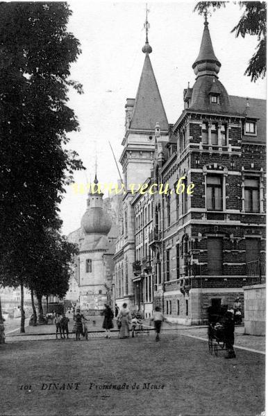 ancienne carte postale de Dinant Promenade de Meuse
